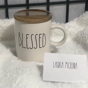 Rae Dunn Blessed mug w/ topper coaster